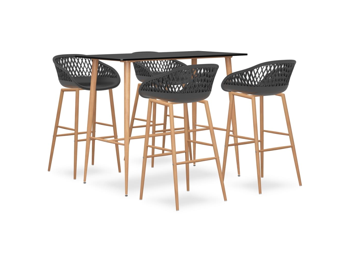 Vidaxl 5 Pcs Conjunto De Bar Preto E Cinzento
