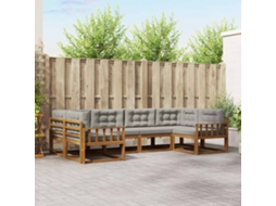 Vidaxl Conjunto De Sofás Para Exterior 6 Unid. Cinza Natural E Claro
