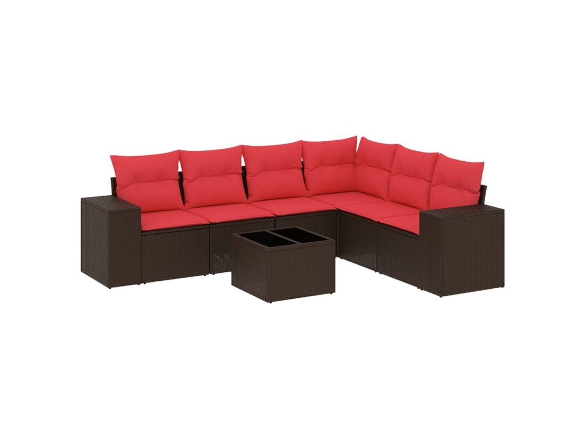 Conjunto de Sofá de Jardim, 7 Peças, Almofadas, Rattan Preto MAISON EXCLUSIVE