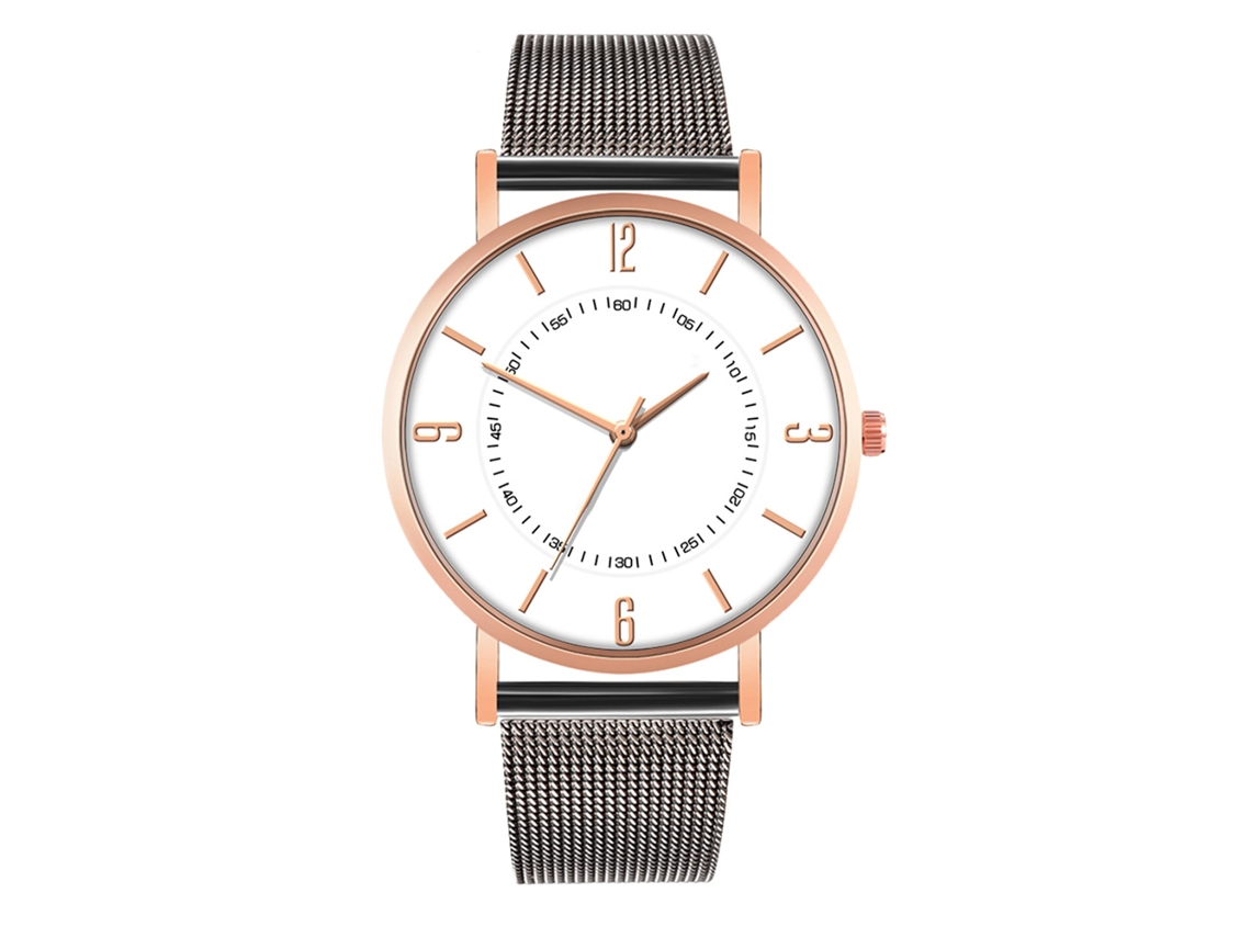 Reloj De Moda Para Parejas Con Correa De Malla Dial Redondo Cuarzo Unisex