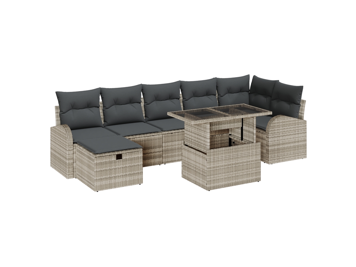 Conjunto 8 Móveis De Jardim Vidaxl Cinzento-claro Vime Pe (100 X 55 X 73 Cm)