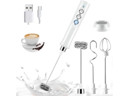 Espumador De Leite Portátil Recarregável - 3 Bicos Intercambiáveis ​​para Cappuccino, Smoothies E Chocolate Quente.