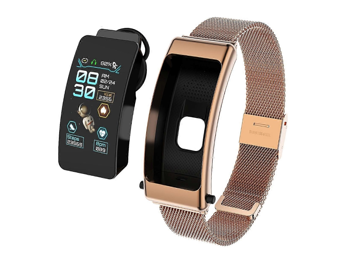 Smartwatch K50 de 1,08 polegadas com pulseira de aço e fones de ouvido removíveis, à prova d'água IP67 e compatível com chamadas Bluetooth VONKELIOS