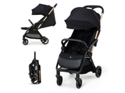 Carrinho de Bebé Kinderkraft APINO leve até 24 kg com AUTO FOLDING, reclinação total e rodas anti‑furo Preto