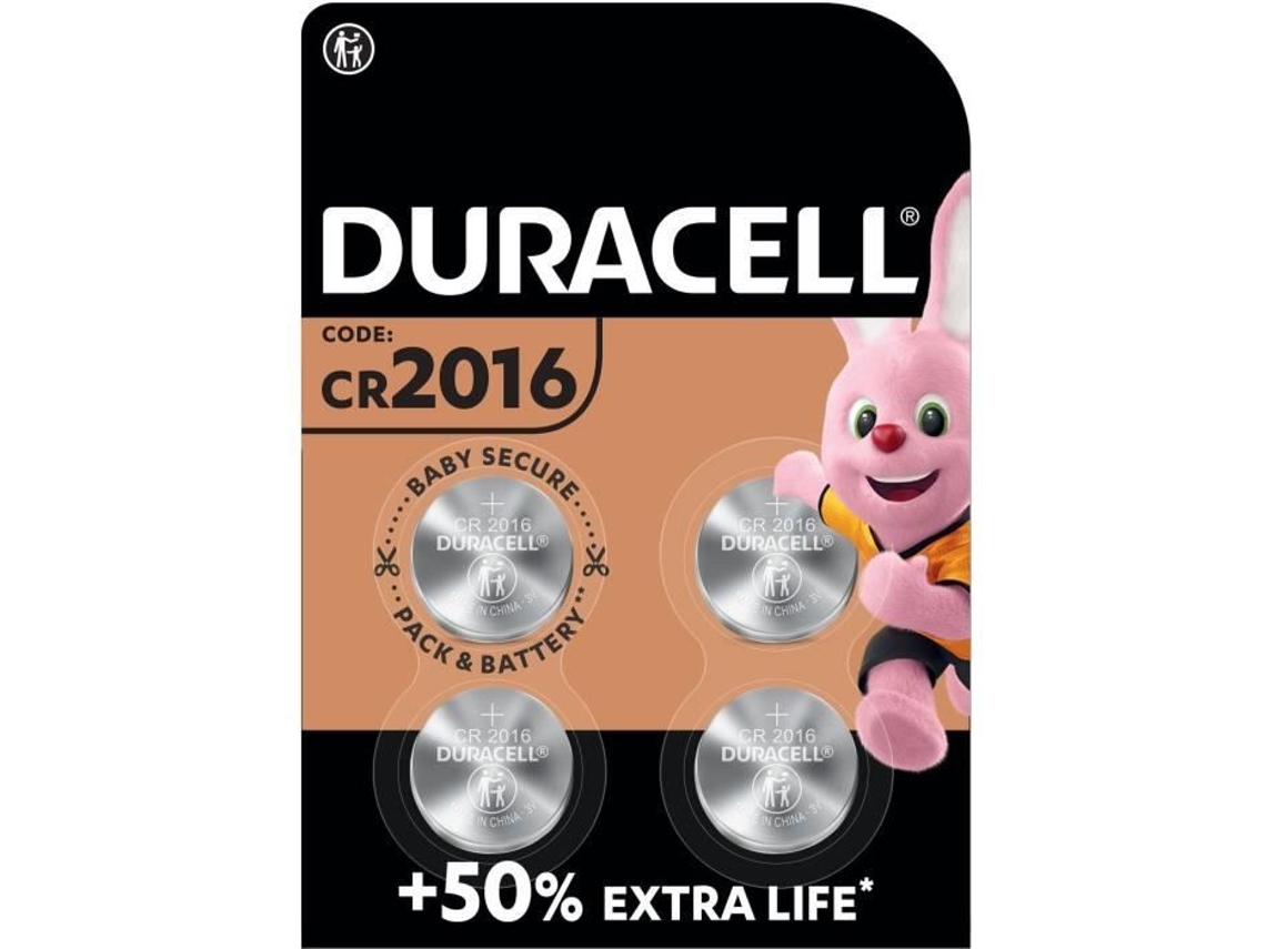 Baterias Tipo Moeda de Lítio DURACELL Special 2016 3V Pacote com 4 Dl2016/Cr2016