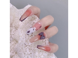 1 Peça de Tips para Unhas Modelo 1520 em Tom de Lilás com Desenho de Corações Geléia Incluída