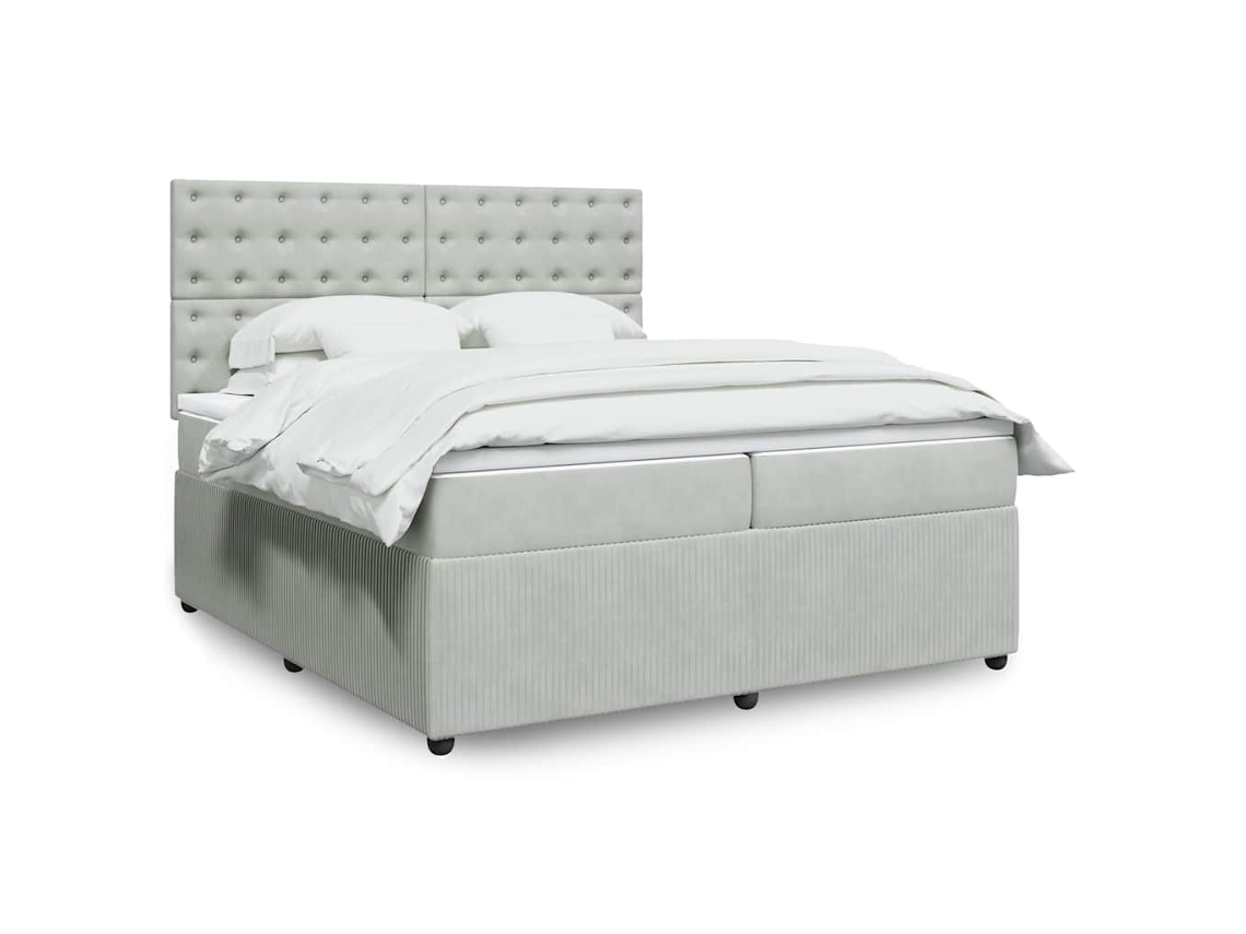 Vidaxl Cama Com Molas/colchão 200x200 Cm Veludo Cinzento-claro