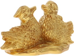 Patos Mandarins como Escultura Decorativa Viva em Resina, Presente de Casamento Dourado para Casais, CHABERLU