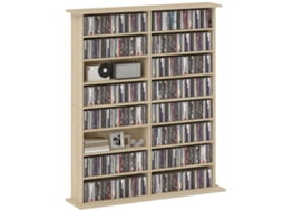 Estante Porta Cd 16 Prateleiras Design Moderno em Madeira Natural 106.5x24x126.3cm BTFORUS