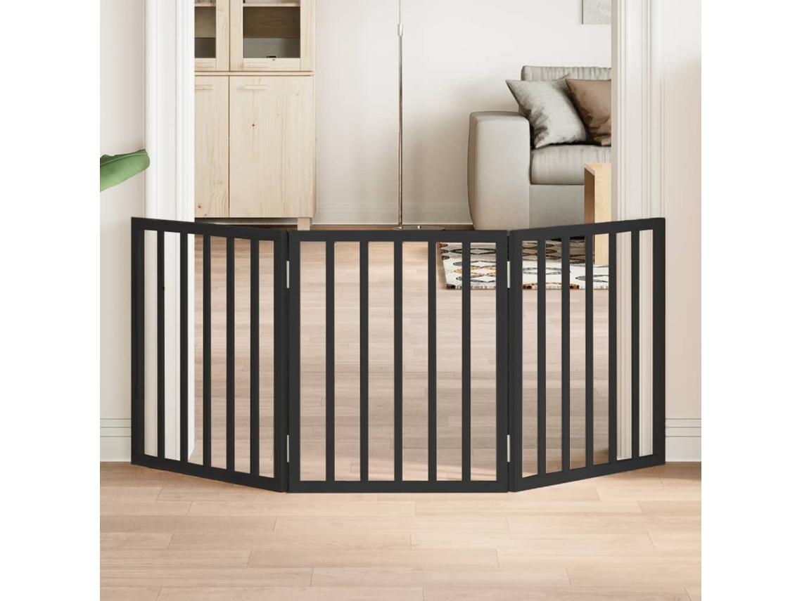 Vidaxl Portão Dobrável 3 Painéis 150 Cm Álamo Preto