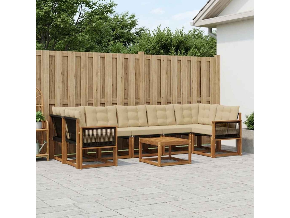 Vidaxl Conjunto De Sofás Para Exterior 8 Unid. Natural E Bege