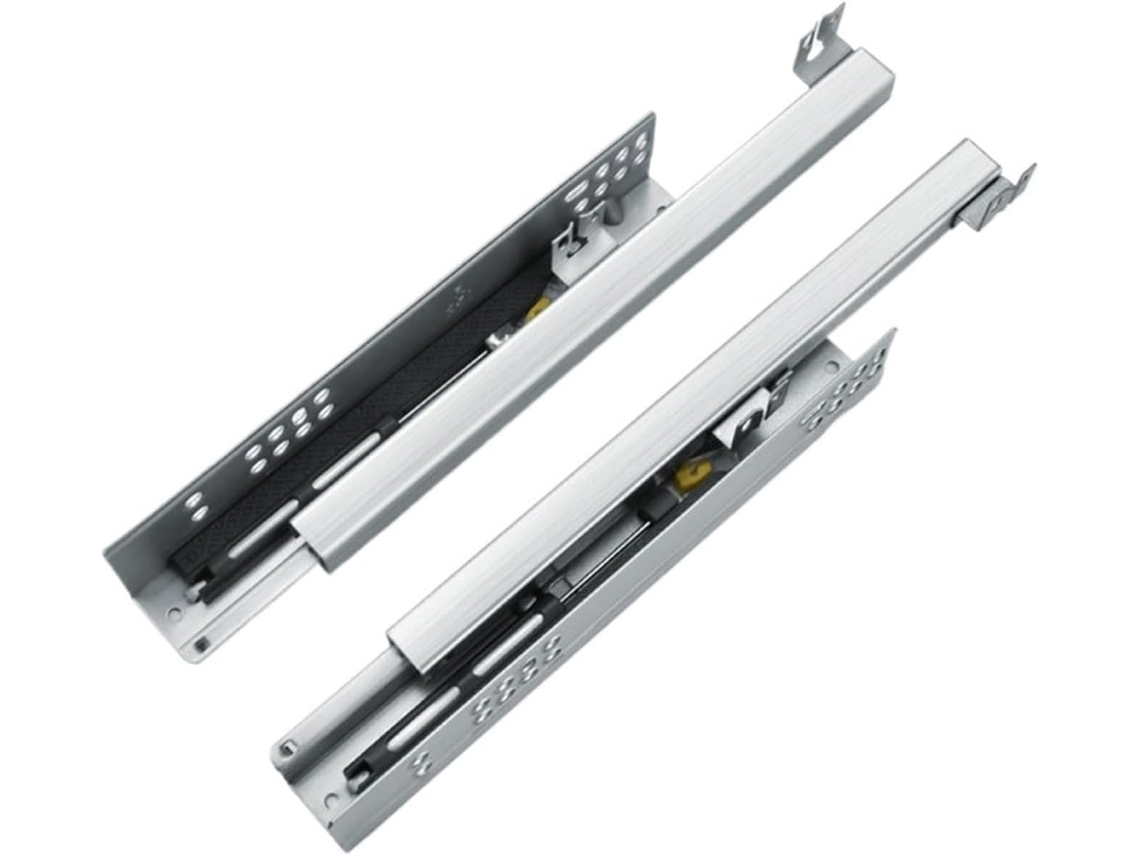Trilhos De Corrediça Para Gaveta Com Fechamento Suave, 2 Seções, Trilhos Ocultos, Amortecedor De 25kg 250mm