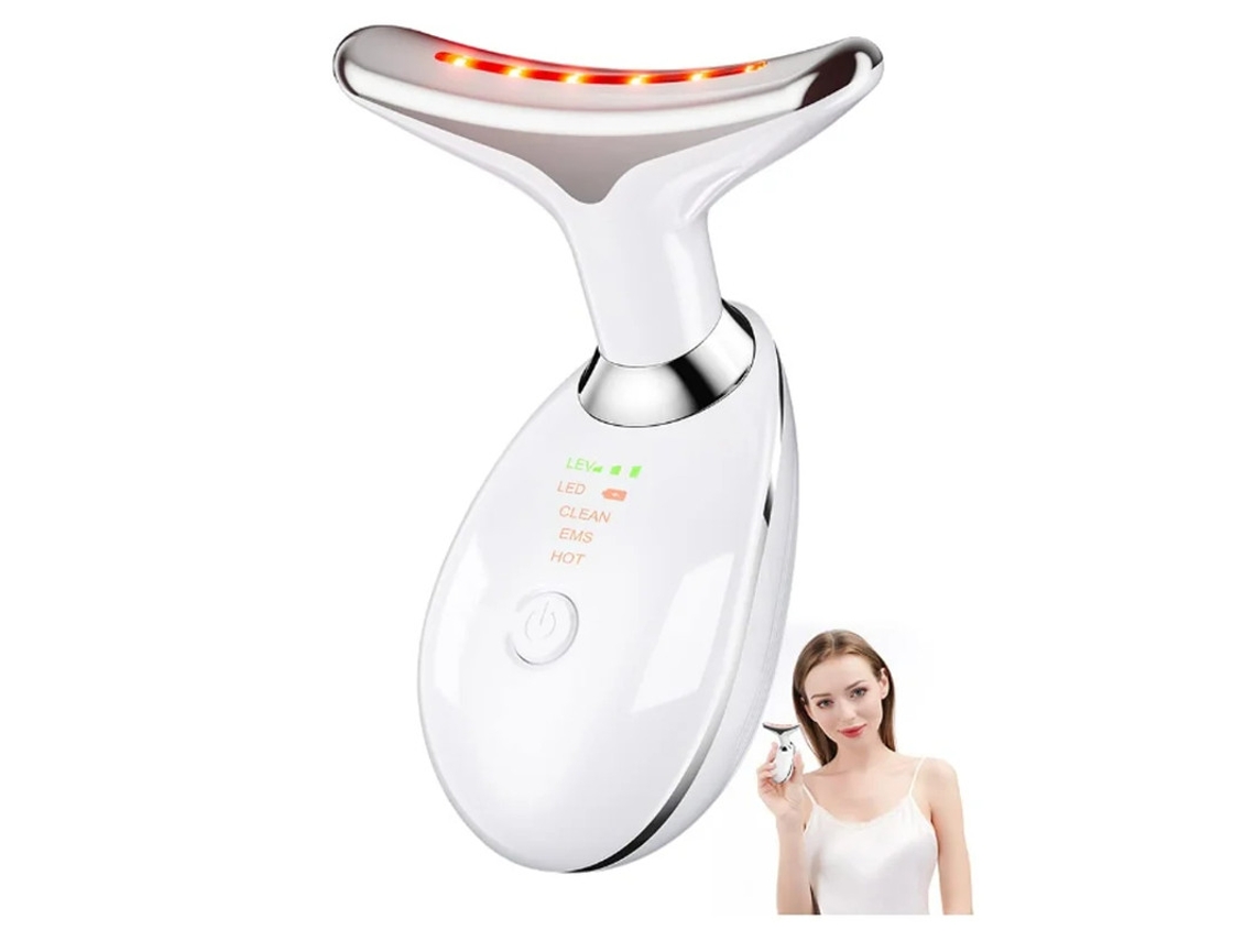 Dispositivo Anti-Rugas para Pescoço e Rosto Massageador Facial de Queixo Duplo com Modos de Calor Led de Ação Tripla para Cuidados com a Pele YIZHOOD