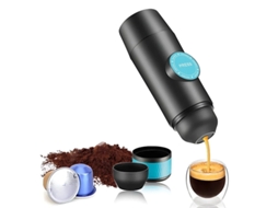 Cafeteira portátil 2 em 1 com bomba elétrica e cápsula de extrato concentrado. Possibilidade de uso duplo. Yizhood Azul.