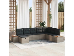 Vidaxl Conjunto De Sofá De Jardim Com Almofada Cinzeto Vime Pe