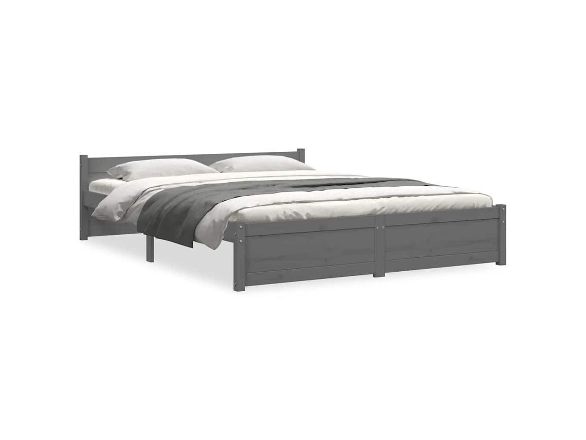 Bed Frame, Bed Frames Vidaxl Cinzeto Madeira (135 X 190 Cm)