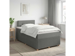Vidaxl Cama Box Spring Com Colchão Cinzento-escuro 120 X 200 Cm Tecido
