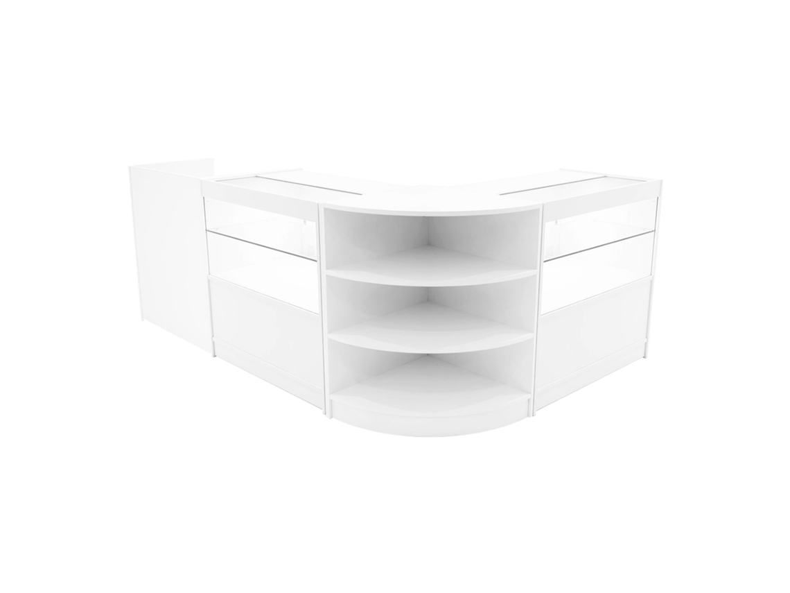 Conjunto De Balces Comerciais Eclipse | Branco | Lm60 2xc900 Tb60 | Mdf E Vidro Temperado | Prateleiras E Portas Monstershop