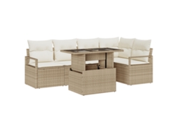 Conjunto 6 Conjunto De Sofá De Jardim Vidaxl Bege Vime Pe (100 X 55 X 73 Cm)