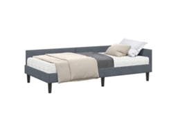 Cama De Solteiro | Camas Para Quarto | Estrutura De Cama De Canto Com Colchão 2 Pcs Cinzeto Veludo