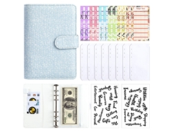A6 Savings Challenge Loose Leaf Notebook, Cloth Waffle Weave Cash Budget Planner, Blue Set With 8-zipper Pouches, A6