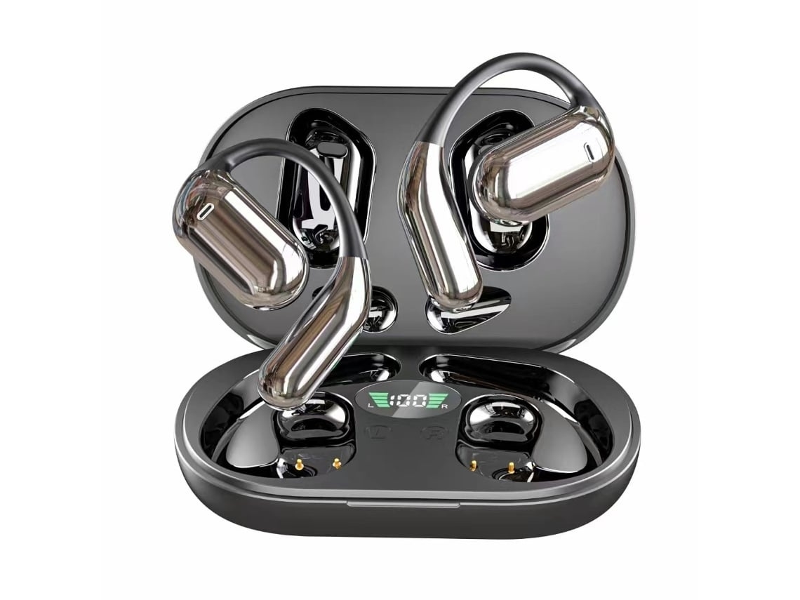 Auriculares De Condução Óssea Bluetooth 5.4 Gancho De Orelha Som Hi-fi Microfone Para Chamadas Display Led/lcd Lurelia