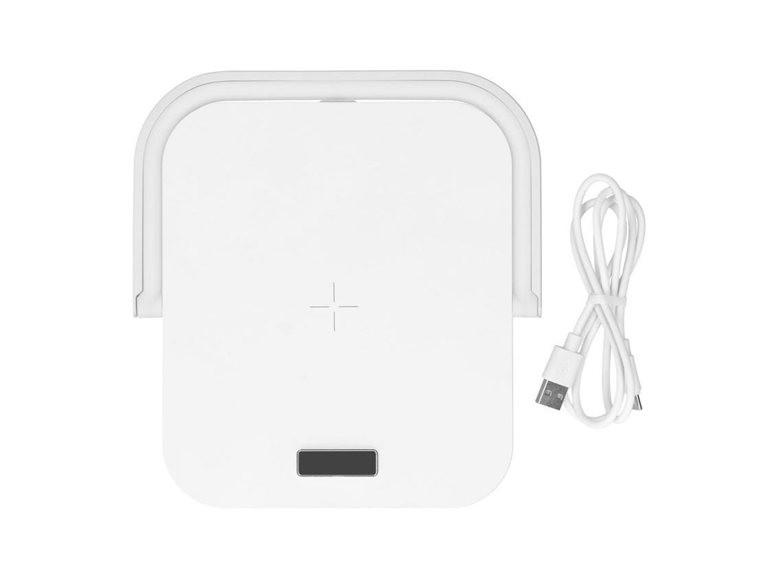 Luz noturna de mesa 5v com carregador sem fio rápido e suporte para celular branco S/MARCA