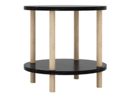 Mesa lateral Ves 49xø42 cm efeito mármore, preto [EN.CASA]