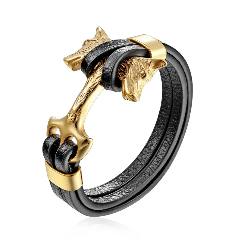 Pulseira Masculina em Couro Genuíno com Pingente de Âncora e Fecho em Aço Inoxidável. MDUG