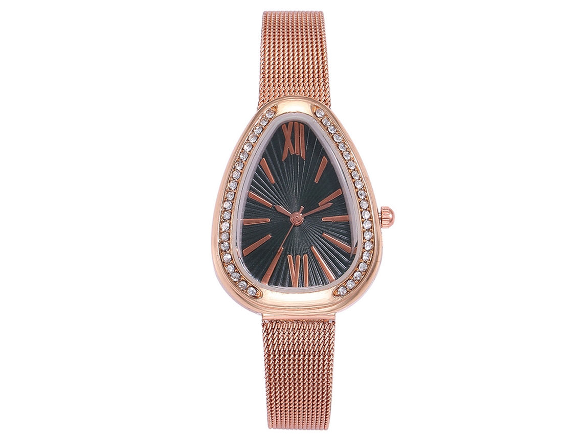 Relógio Feminino de Quartzo com Pulseira de Couro Pu Fashion Vansvar Verde com Strass