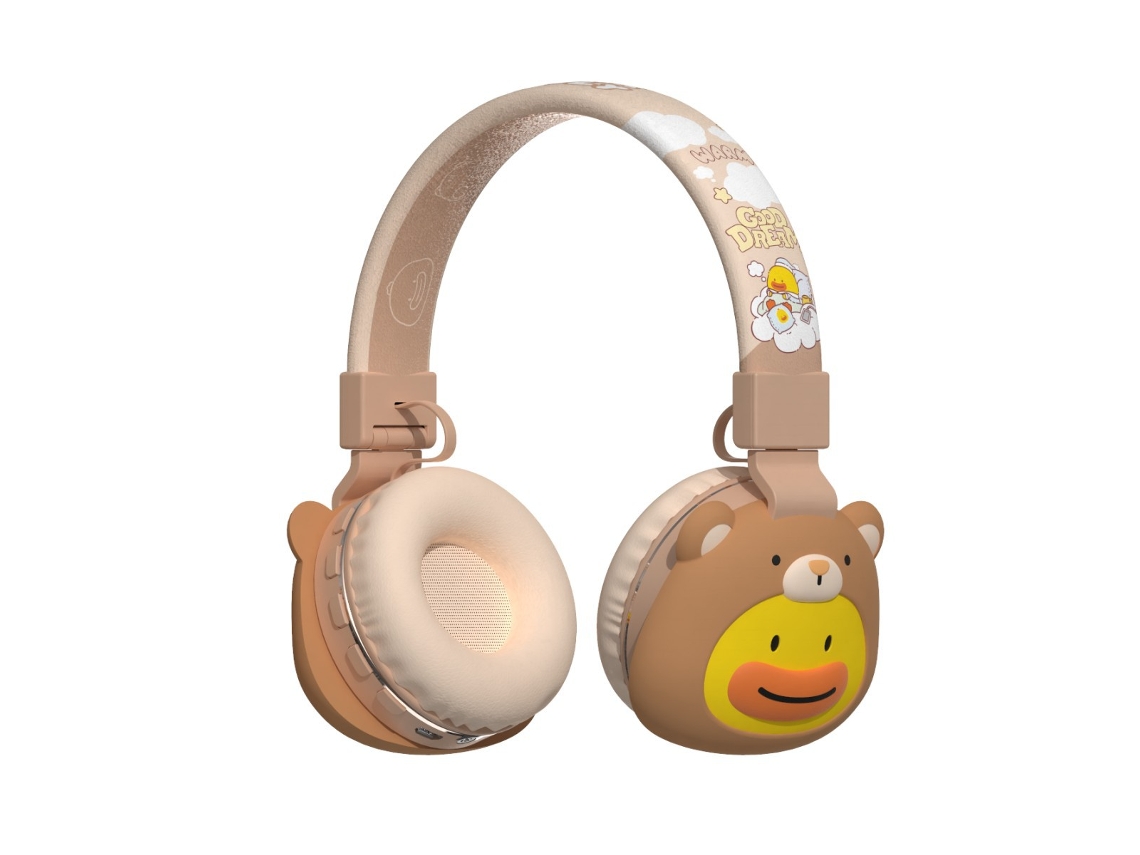 Fones De Ouvido Infantis Fofos Com Desenho Animado, Bluetooth, Sem Fio, Com Cancelamento De Ruído De 85db - Pato Do Sol