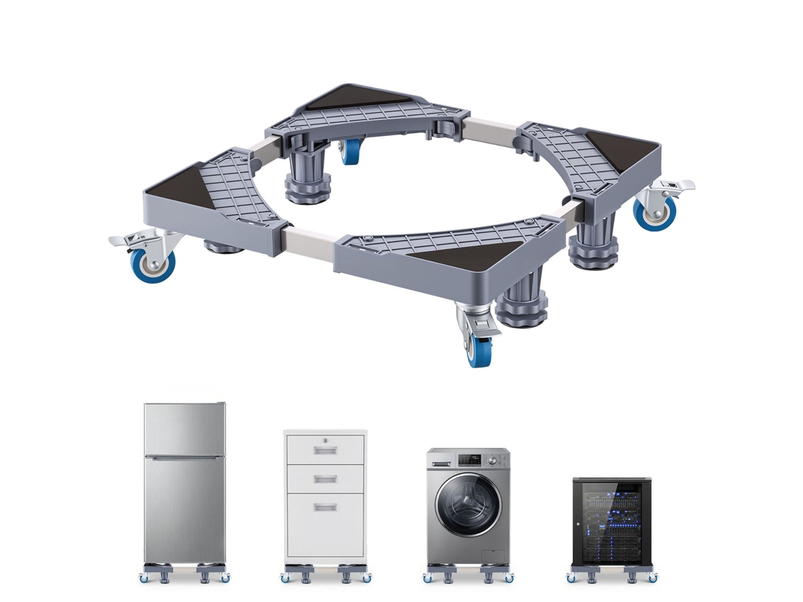 Suporte Mini Para Geladeira Carga 181 Kg Move Móveis Base Universal Móvel Máquina De Lavar 4 Rodas Giratórias Bloqueáveis Frigoríficos, Secadoras