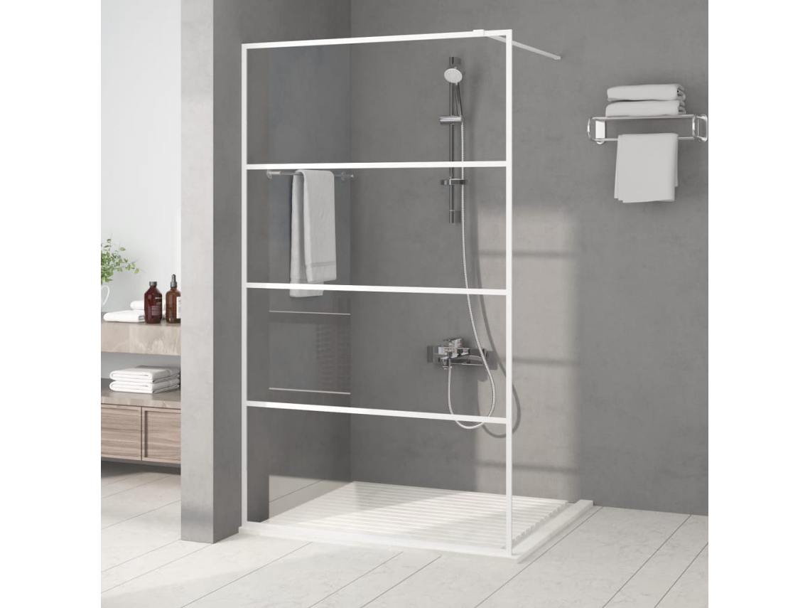 Vidaxl Divisória De Chuveiro 115x195 Cm Vidro Transparente Esg Branco