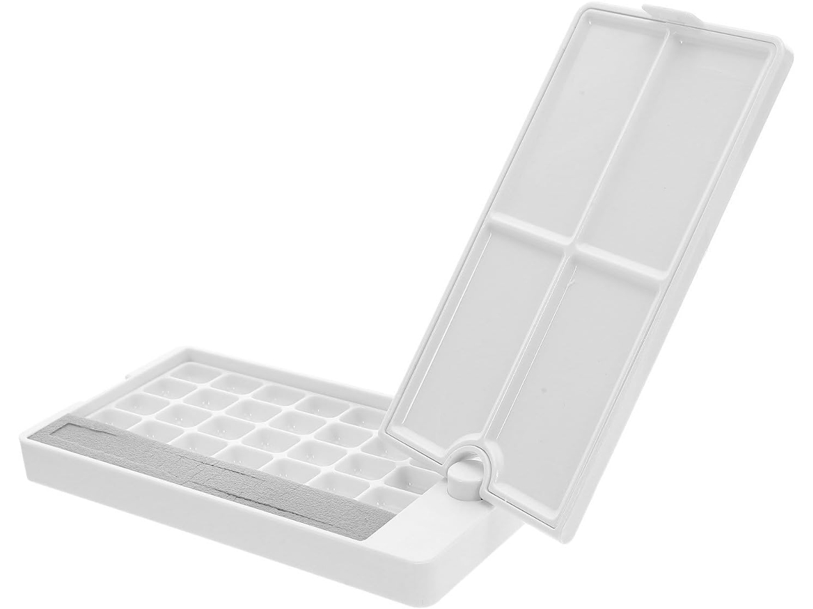 Paleta retangular giratória vazia para aquarela com 28 compartimentos - Compacta