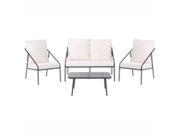 Conjunto De Exterior Em Aço Preto Com Almofadas Beliani Ustica De Aço Preto 112x68x87