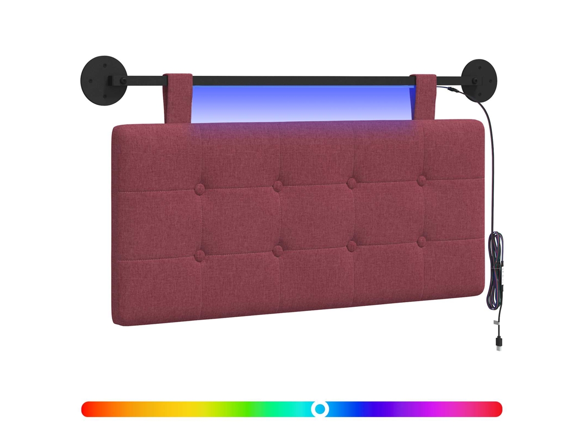 Cabeceira Suspensa com Luz Led Vinho Vermelho Tecido MAISON EXCLUSIVE