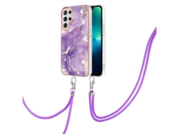 Capa Dupla Face Em Tpu Imd Com Efeito Mármore E Revestimento Eletroplástico Para Samsung Galaxy S23 Ultra 5g, Com Cordão.