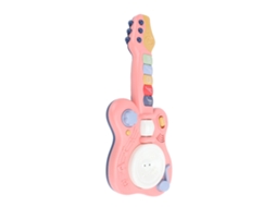 Primerox guitarra Elétrica Infantil Educativa Brinquedo Musical Colorido para Bebê Rosa