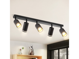 Nettlife Candeeiro De Teto Com Focos 5 Pontos Moderno, Gu10 Preto Ajustável 355° Metal Para Quarto, 25 W, Orientáveis, Para Uso Diário