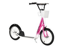 Scooter Infantil Com Freio, Incluindo Cesta, Ajuste Em Altura, Para Crianças De 5 A 12 Anos, Branco + Rosa-tx