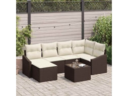 Vidaxl Conjunto De Jantar Para Jardim 7 Unid. Marrom E Creme