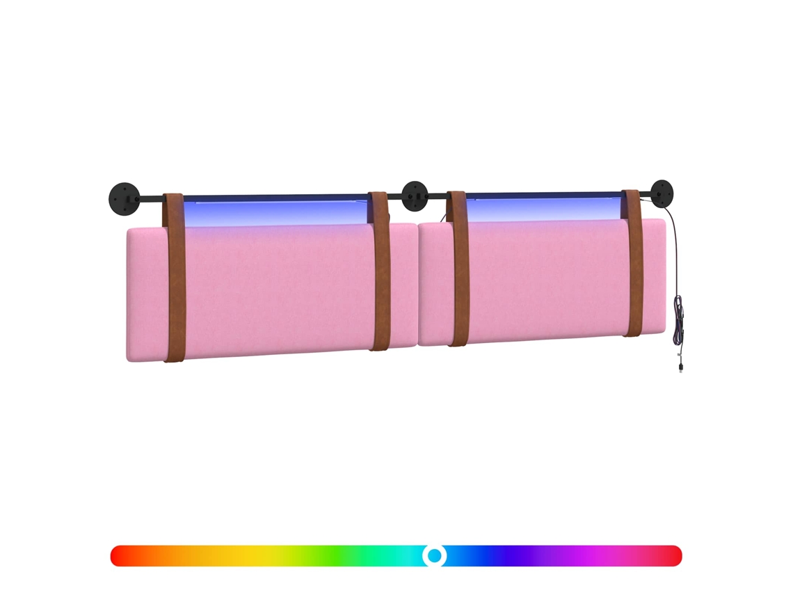 Conjunto 1 Cabeceira Suspensa Vidaxl Rosa Couro Sintético (210 X 55 X 5 Cm)