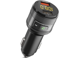 Transmissor de Carro Bluetooth de Carga Rápida com Portas Usb Duplas e Chamadas Viva-Voz para Direção Segura YIZHOOD Preto