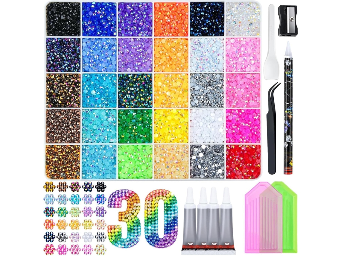 Conjunto Com 40.000 Contas De Resina Multicoloridas, Acessórios E Caixa Organizadora Com 30 Compartimentos