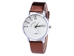 Relógio de quartzo elegante para homens e mulheres com pulseira de couro PU (marrom)
