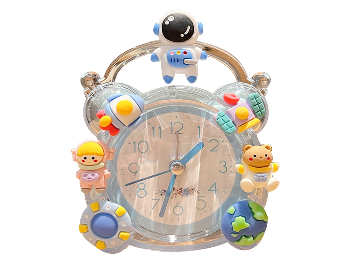 Reloj Despertador De Dibujos Animados, Silencioso, Bonito, Decorativo, Portátil, Para Niños, Para Dormitorio Infantil, Astronauta Azul