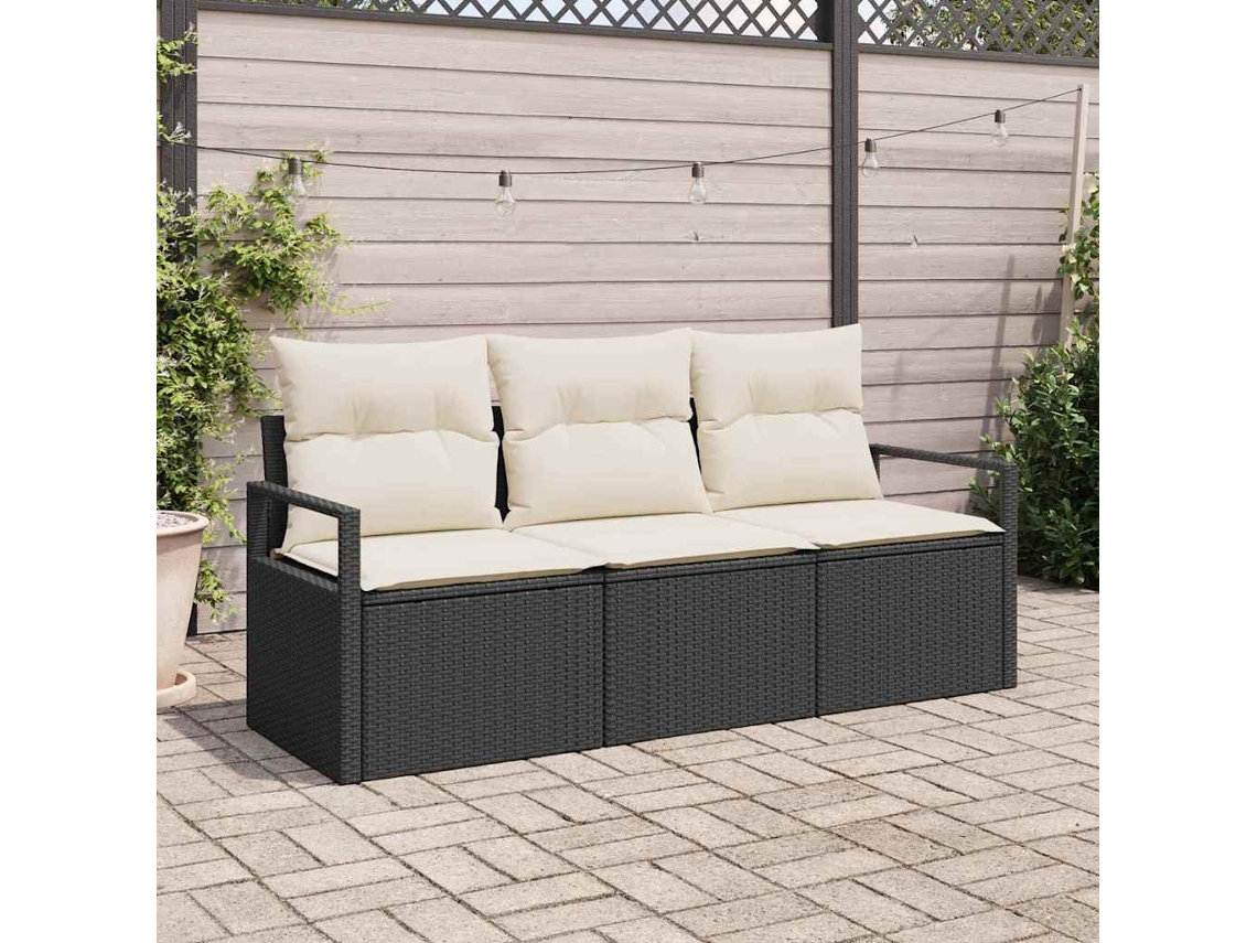 Vidaxl Conjunto De Sofás 3 Unid. Preto Vime Pe