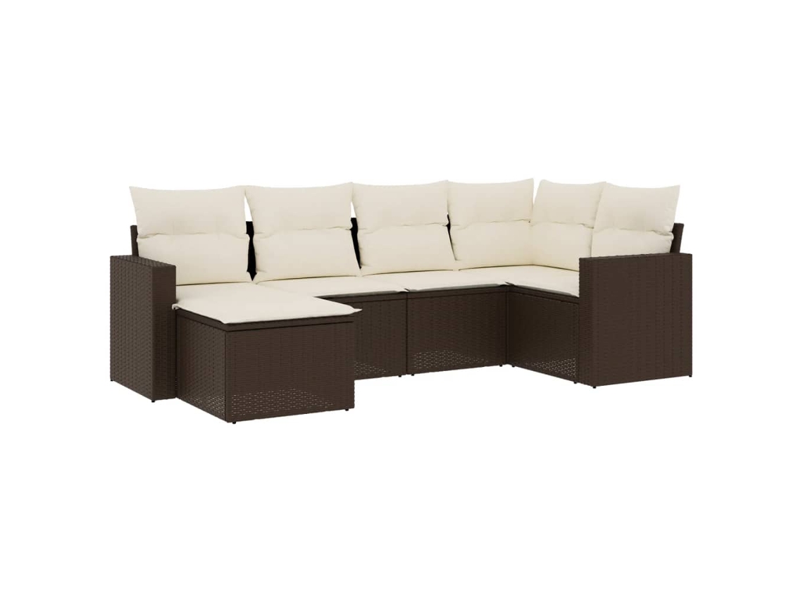 Maison Exclusive - 6 Pcs Conjunto De Sofás Jardim C/ Almofadões Vime Pe Castanho