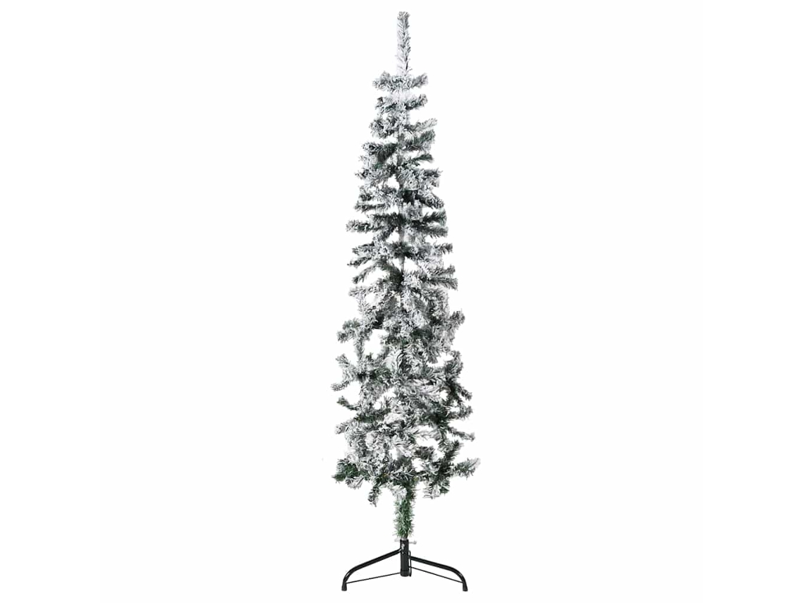Vidaxl Meia Árvore De Natal Fina Com Flocos De Neve 150 Cm