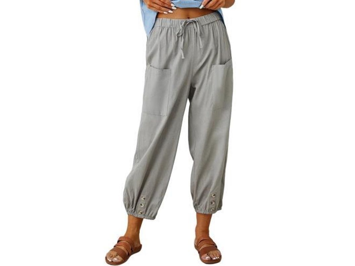 2026 pantalones Lantern Harem Mujer Verano Sueltos Lino Con Bolsillos Pantalones Ankle Ligero